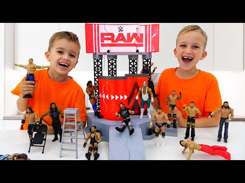 Vlad and Nikita play with WWE Toys