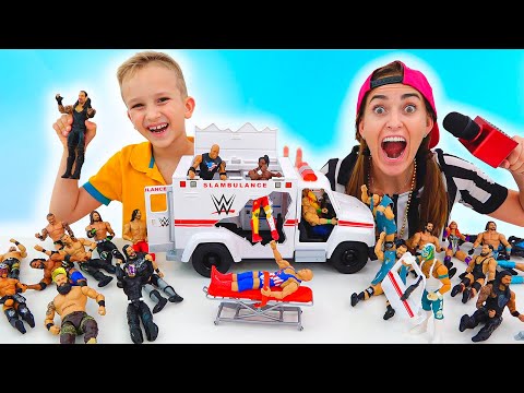 Vlad and Niki celebrate with WWE Toys