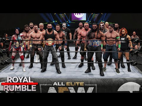 WWE vs AEW 30 Man Royal Rumble Match! (WWE 2K)