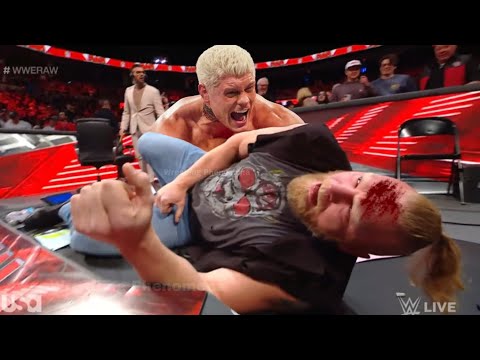 Offended Cody Rhodes Brutal Attack Brock Lesnar WWE Raw 2023 Highlights